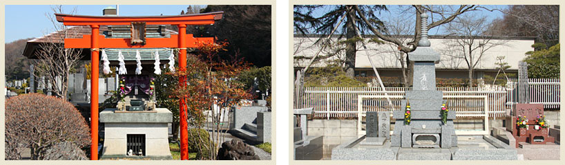 （左）妙徳稲荷の写真（右）供養塔の写真